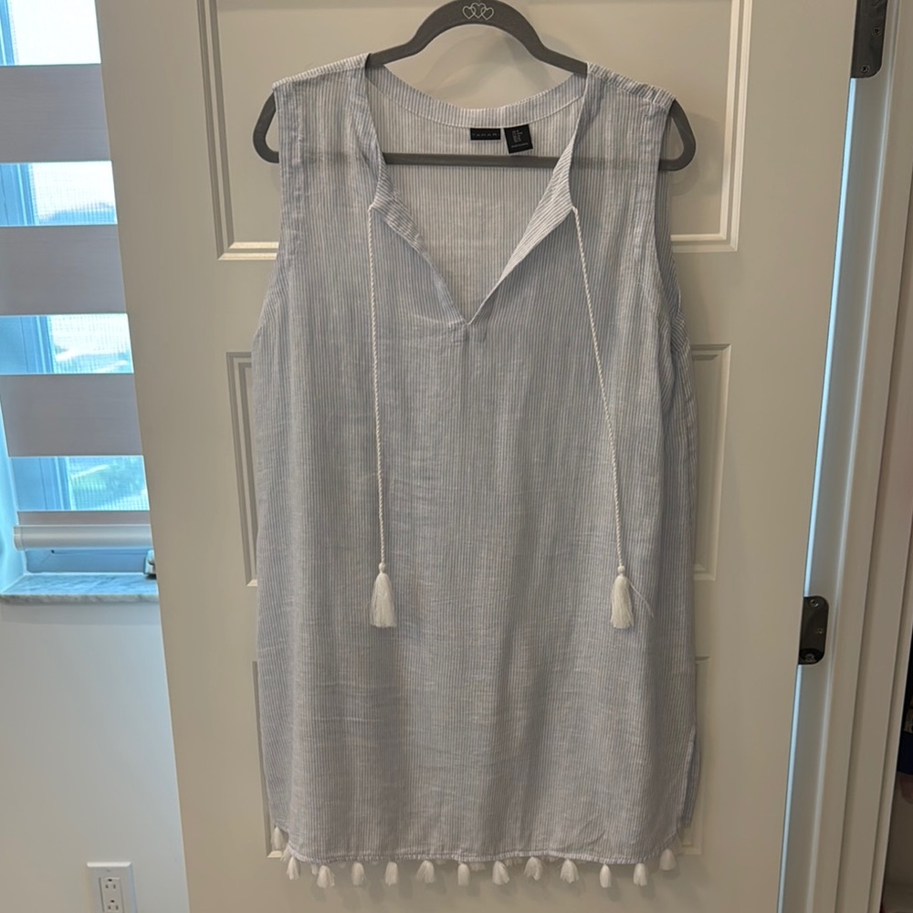 Tahari Blue and White Striped Lightweight Dress/Coverup